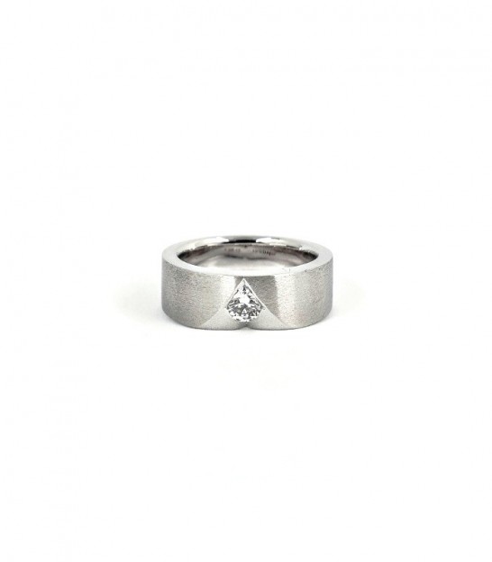 Anell Solitari Or Blanc 18KT 1 Diamant